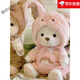 史泰萌（ShiTaiMeng）手工關(guān)節泰迪熊公仔毛絨玩具布娃娃抱抱熊玩偶女孩圣誕節生日禮物 粉兔耳朵套裝+白熊 【30cm】紙盒裝+透明禮袋