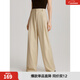 ELLE卡其色高腰顯瘦寬松休閑褲女2025春裝新款小個(gè)子窄版闊腿褲子 卡其色 L