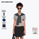ANN ANDELMAN【明星同款】官方直營(yíng) 灰色條紋修身短款披肩兩件套橫條T短袖上衣 灰色 S