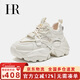HR赫蓮娜女鞋子2025冬季新款厚底老爹鞋舒適百搭休閑小白鞋 米色 36