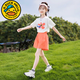 G.duck小黃鴨女童薄款套裝洋氣小女孩夏季款兒童短褲短袖運動(dòng)套裝網(wǎng)紅潮 桔色兩件套 130