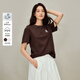 茵曼（INMAN）茵曼白色休閑圓領(lǐng)刺繡T恤2026春女裝新款寬松短袖上衣 咖啡色 XL