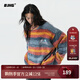 BJHG不計后果漸變條紋秋冬慵懶風(fēng)毛衣男潮牌泰迪絨美式寬松針織衫外套 藍彩條 XL
