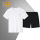 361°運動(dòng)套裝男2026年冬季361度男士休閑學(xué)生短袖T恤短褲運動(dòng)跑步服裝 本白4115 2XL（185）