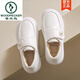 啄木鳥(niǎo)兩穿防滑加絨小皮鞋2026秋冬新款軟底魔術(shù)貼小白鞋小眾厚底護士鞋 加絨白色 37