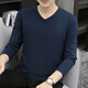 森馬同款（Semir）春秋男裝長(cháng)袖T恤2025新款內搭純色秋衣V領(lǐng)薄款打底 藏青V領(lǐng)長(cháng)袖 XL 【建議120-135斤】