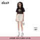 DZZIT地素短袖T恤夏季多巴胺水果印花休閑上衣女3J2B3149B 黃褐色 S