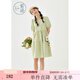 紫涵（ZIHAN）紫涵甜美少女連衣裙夏季新款多巴胺穿搭小個(gè)子圓領(lǐng)泡泡袖短裙 微光綠 M