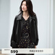 伊芙麗（eifini）蔣欣代言復古風(fēng)寬松氣質(zhì)皮夾克短外套女新款百搭時(shí)髦外套女 黑色 M