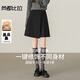 尚都比拉含綿羊毛通勤半身裙女冬季小個(gè)子保暖百褶A字裙高腰厚款毛呢裙子
