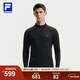 FILA 斐樂(lè )官方男裝針織長(cháng)袖上衣2025冬新款健身運動(dòng)半拉鏈基礎長(cháng)T 深黑-BK L 175/96A/L