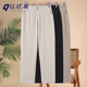 恰凡（QIAFAN）中年媽媽褲子2024新款春秋洋氣小個(gè)子中老年女褲夏季薄款直筒大碼 卡其色 XL 建議85-105斤