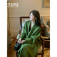 DRPR品牌女裝高級感綠色雙面羊毛大衣女冬季新款小個(gè)子時(shí)尚毛呢外套 綠色（不含毛領(lǐng)） XS