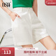 歐莎（OSA）薄款小個(gè)子白色外穿高腰直筒牛仔褲短褲a字版型女夏季新款 白色 M