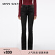 MISS SIXTY2025冬季新款牛仔褲女含羊絨修身顯瘦復古喇叭長(cháng)褲厚款 黑灰短版 25