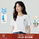 茵曼（INMAN）純棉舒適女裝logo繡花短袖t恤女時(shí)尚百搭休閑2026夏季新品上衣 米白色全棉-F18525135 L