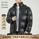 雨果博斯男士寬松版連帽棉服皮衣夾棉皮夾克外套男裝禮物男 50498488 001 黑色 52 /xl