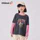 可可鴨（QQ DUCK）童裝兒童T恤女童長(cháng)袖上衣打底衫青少年衣服音樂(lè )派對碳灰；150
