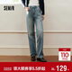 森馬（Semir）森柔|牛仔褲女春季做舊淺色長(cháng)褲女生顯瘦時(shí)尚直筒褲103125124013A