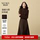熙世界（sllsky）淑女風(fēng)連衣裙長(cháng)裙通勤女裝裙子漂亮冬季新款修身顯瘦秋冬裙 咖啡色 2XL