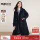 尚都比拉英倫風(fēng)純羊毛毛呢大衣女冬季保暖厚款雙面呢外套中長(cháng)翻領(lǐng)寬松大衣