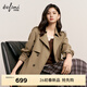 伊芙麗【摯友風(fēng)衣】伊芙麗經(jīng)典口碑雙排扣高級感大氣中長(cháng)款風(fēng)衣外套女春 橄欖綠 M 105-118斤