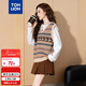 唐獅（TonLion）2024女V領(lǐng)提花背心毛線(xiàn)衫