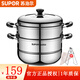 蘇泊爾（SUPOR）蒸鍋家用二層 26cm復底加厚雙層304不銹鋼蒸鍋大號電磁爐燃氣通用