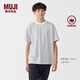 MUJI男式天竺編織圓領(lǐng)短袖T恤男士打底衫男款休閑上衣夏季男裝 白色條紋 L (175/100A)