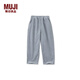 MUJI大童 彈力燈芯絨 寬版褲兒童褲子童裝男女童長(cháng)褲25年冬季CB1QWA5A 煙熏藍色 130 /56A