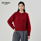 深呼吸DEEP BREATH女裝圓領(lǐng)純色長(cháng)袖針織開(kāi)衫上衣羊毛衫女A401802 紅 M (3)