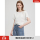 ELLE法式寬松純色白短袖女圓領(lǐng)設計感2025夏新款通勤套頭T恤上衣 米白 M