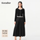 珂萊蒂爾2026春新款假兩件針織拼接通勤修身連衣裙小黑裙 黑色 M