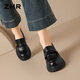 ZHR樂(lè )福鞋女鞋厚底粗跟單鞋2026春季新款百搭增高休閑鞋子女防滑耐磨 黑色 37
