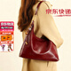 VQGT騏驥紅色結婚包包女大容量新娘包大氣日?？捎靡赶掳笨姘刑匕?酒紅色【送精美花束+絲巾+掛飾】
