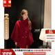 蕓蕁外套女2025新款大披肩圍巾斗篷雙面呢大衣冬季韓系千金氛圍感中長(cháng) 酒紅色外套 M