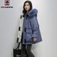 AEMAPE羽絨棉服女2026冬季新款派克服棉衣中長(cháng)款韓版棉襖加厚寬松外套潮 霧霾藍  M _建議121-145斤