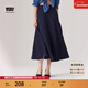 Levi's李維斯冰酷系列25新款女士美式高街壓褶藍色牛仔半身裙 牛仔藍 M (26)