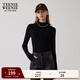 Teenie Weenie小熊多巴胺簡(jiǎn)約學(xué)院風(fēng)修身中領(lǐng)長(cháng)袖T恤貼身打底衫女 黑色 M (165)