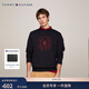 Tommy Hilfiger秋冬男裝純棉商務(wù)休閑重工徽章刺繡純色合身內搭圓領(lǐng)T恤衛衣 藏青色DW5 S （推薦：120-135斤）