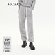 MO&Co.休閑褲磨毛底抓毛皮質(zhì)MC章仔松緊高腰棉質(zhì)束口運動(dòng)衛褲軟糯風(fēng) 淺花灰色 XS