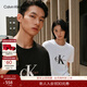 Calvin KleinJeans夏季男女情侶休閑通勤k字母純色純棉寬松短袖T恤上衣 UB1-太空黑 2XL
