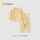 童泰（TONGTAI）寶寶內衣套裝春秋季男女童家居服上衣高腰褲子睡衣坑條黃色80cm