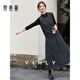 梵希蔓黑灰色老錢(qián)風(fēng)套裝女25年冬新款針織圓領(lǐng)馬甲半身長(cháng)裙兩件套 A3190 黑灰色 S （建議90-100斤）
