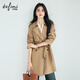 伊芙麗【摯友風(fēng)衣】伊芙麗經(jīng)典口碑雙排扣高級感大氣中長(cháng)款風(fēng)衣外套女春 咖啡金 S 95-105斤