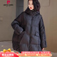 皮爾卡丹胖mm白鴨絨加厚保暖中長(cháng)款大碼羽絨服女2025年冬季新款顯瘦外套女 黑色 均碼 建議140-200斤