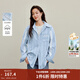 茵曼清新格子花邊刺繡襯衫2025秋季新款女裝慵懶風(fēng)長(cháng)袖襯衣  藍格 M