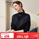 兆君秋冬時(shí)尚金銀絲交融半高領(lǐng)羊絨衫女裝 偏厚休閑毛衣針織衫 深藏青 2XL