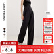 朗姿高級感直筒闊腿褲子氣質(zhì)正裝褲子夏季新款職業(yè)西裝褲長(cháng)褲 黑色 L
