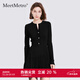 MeetMetro瑪依爾法式針織連衣裙女2025秋新款氣質(zhì)收腰顯瘦A字裙 黑色【現貨閃電發(fā)】 S